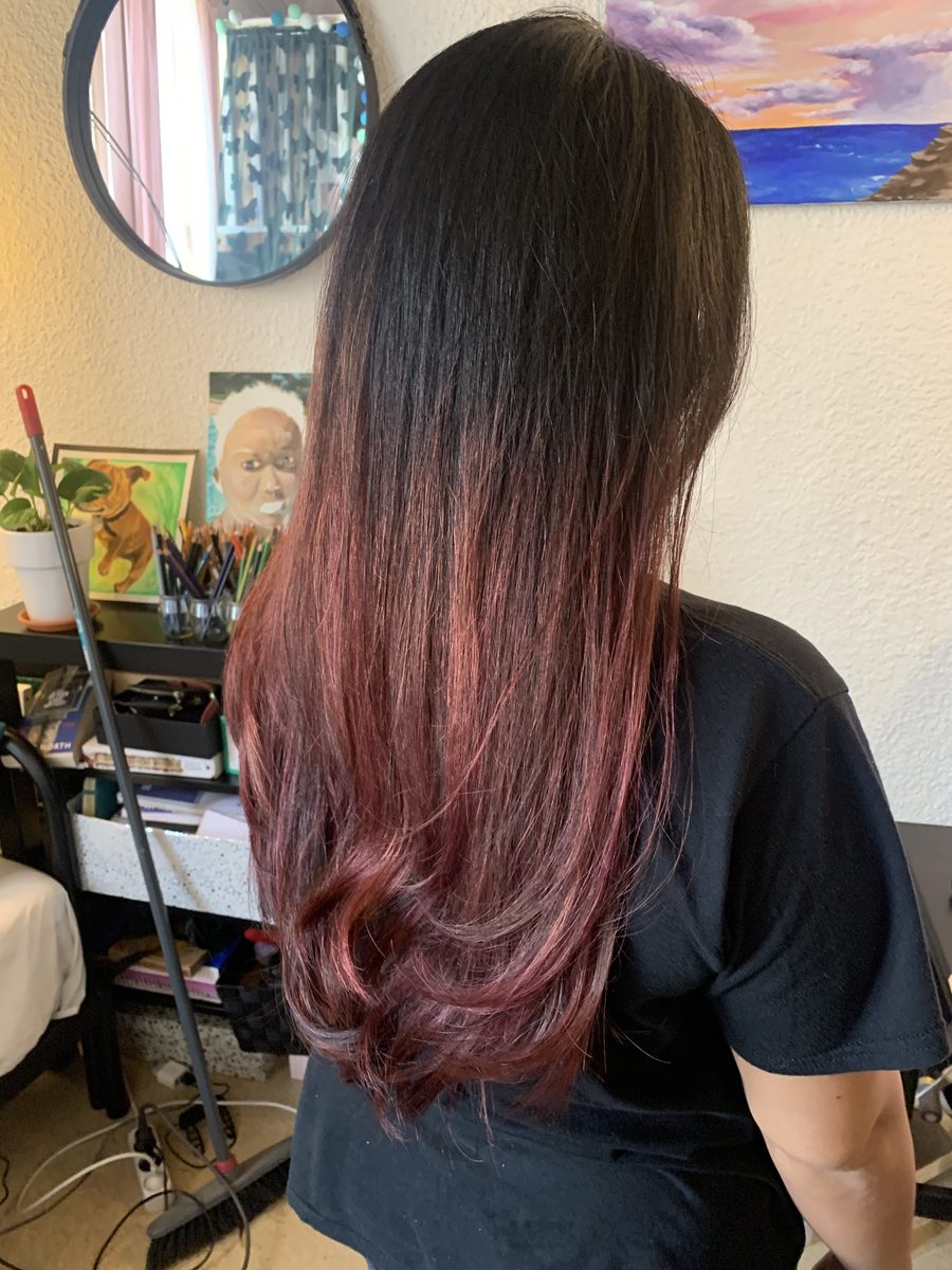 Pink ombré colouring