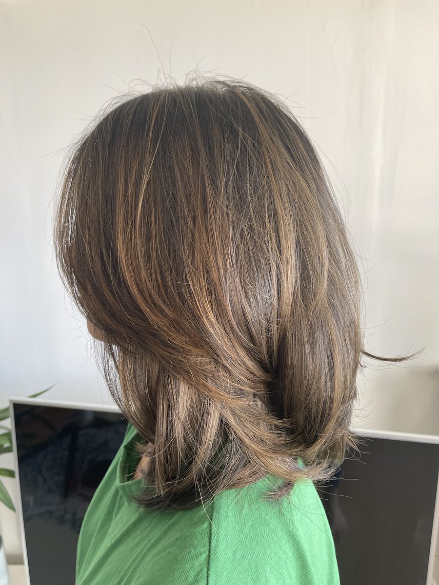 Layered caramel balayage